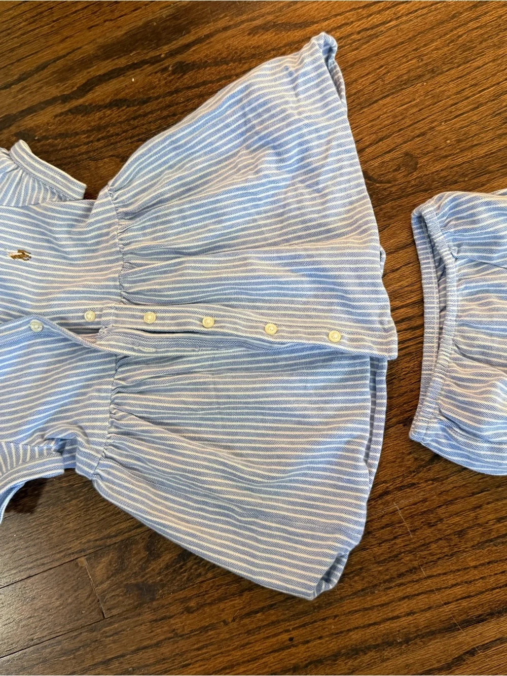 Ralph Lauren Blue and White Striped Polo Dress with Matching Bloomers